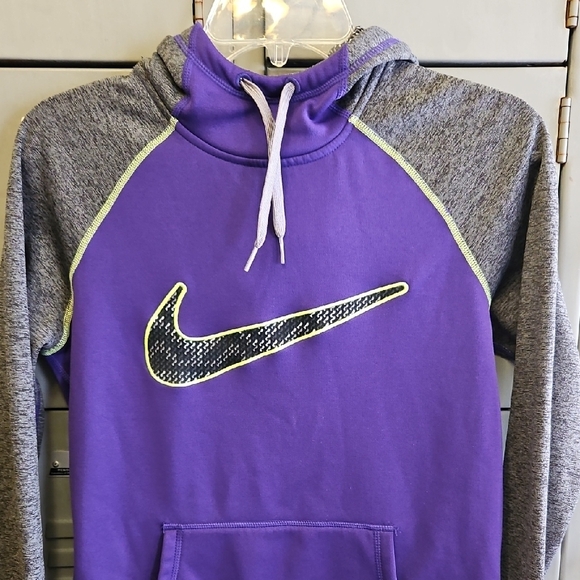 Nike Purple and Gray Sweatshirt with Yellow Accents Therma Fit Size Small - Picture 2 of 5